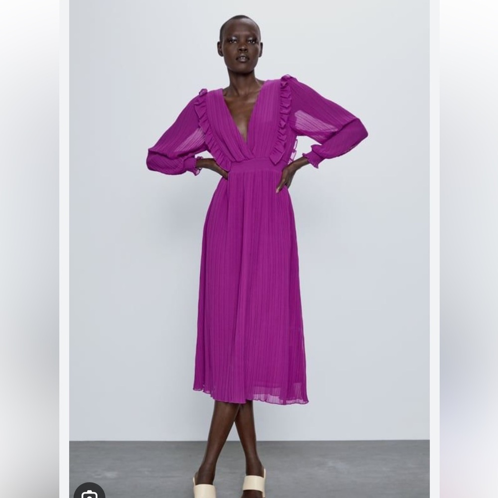 Zara Pleated purple dress